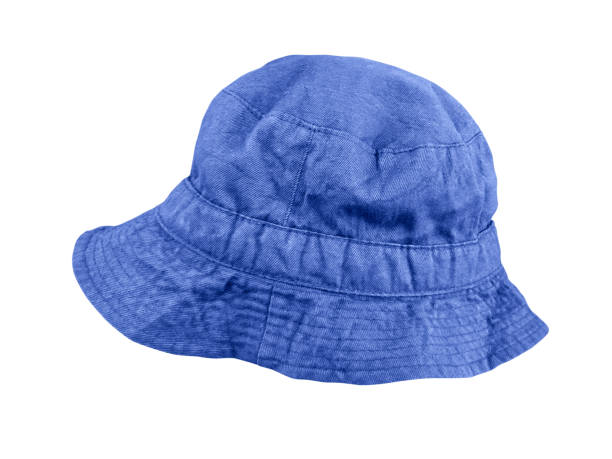 istock Blue bucket hat isolated on white background 1485244401