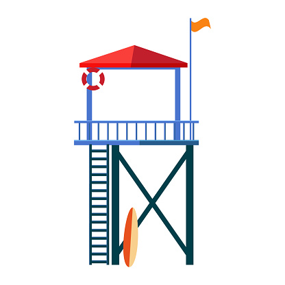 Lifeguard Tower icon. Station building illustration cartoon flat style isolated