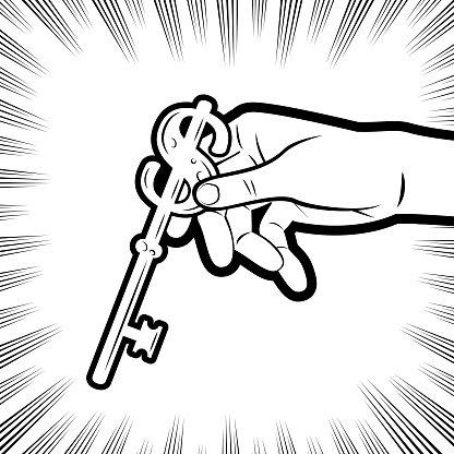 Design Vector Art Illustration.
An original illustration of a hand holding a money key in the background with radial manga speed lines.