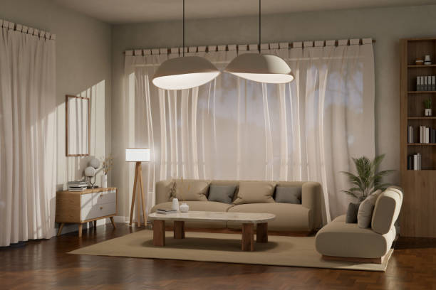 istock Modern comfortable living room with modern sofa and coffee table near the window. 1485270726