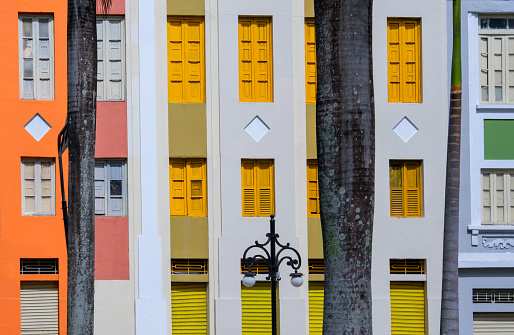 João Pessoa, Paraíba, Brazil:Historic and colorful buildings in Vicente Navarro town square.