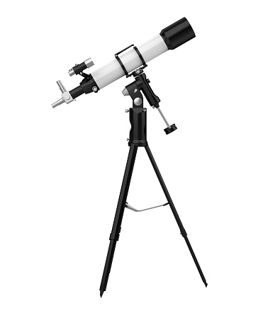 Astronomical Telescope isolated on white background. 3D render