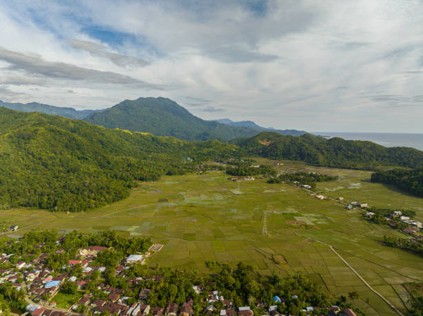 istock Mountain valley with farmland. Sumatra, Indonesia. 1485283796