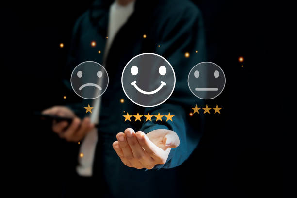 istock Customers rate service provider satisfaction through the application. The service experience in the online application will assess the quality of the service. 1485286078