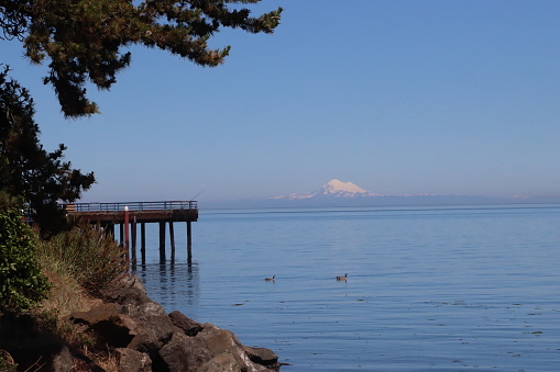 Mount Baker in the distance from the Port Angeles City Pier