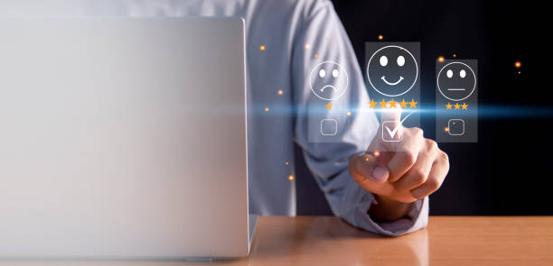 istock Customers rate service provider satisfaction through the application. 1485286150