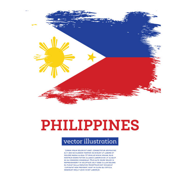 flaga filipin pociągnięciami pędzla. dzień niepodległości. - philippines flag vector illustration and painting stock illustrations