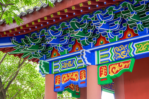 Colorful roofs of ancient Chinese Lingnan-style buildings
