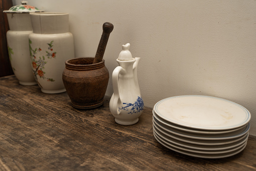Chinese old-fashioned tableware, dishes, kitchen memories of the era