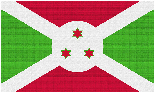 Flag of Burundi, with a wavy effect due to the wind.