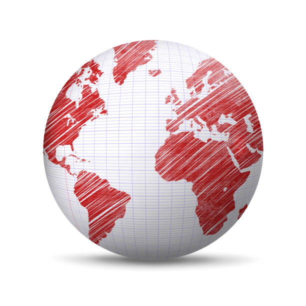 istock world map drawn in red pen on school paper globe 1485303923