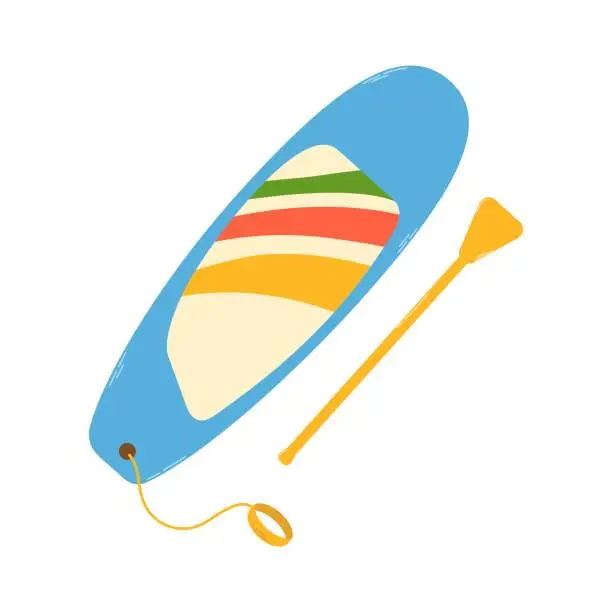 Vector illustration of sup board with paddle