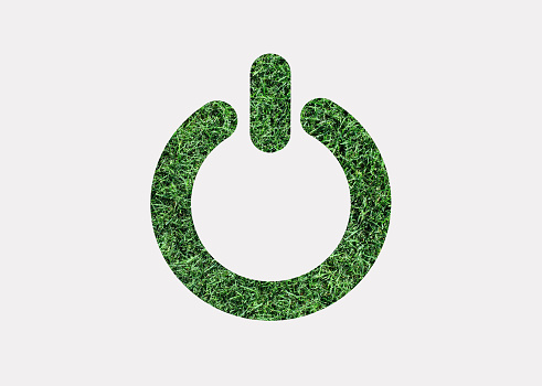 Power symbol made of grass,Eco power symbol, green energy concept