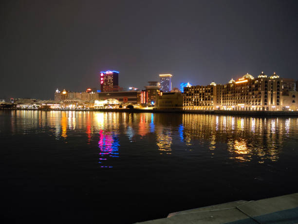 Lighten waterfront at Macau Fisherman's Wharf by night.