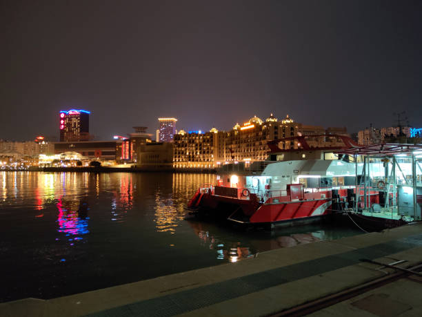 Lighten waterfront at Macau Fisherman's Wharf by night.