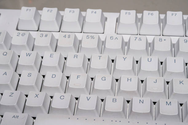 istock Close-up of a white mechanical keyboard keycap 1485311186