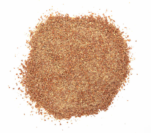 istock Top view of broken flax seeds 1485312717