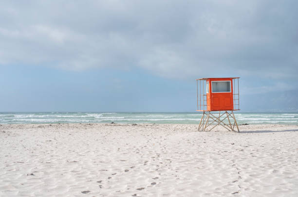 Lifeguard cabin on the beach with no people on a summer day