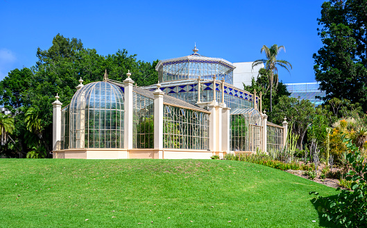 Ornate greenhouse in a park in Adelaide, Australia