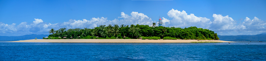 Large panoramic view of the ‘Low Isles’ which is part of the Geat barrier reef , Australia