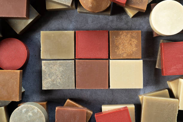 istock variety of colorful soaps texture background. 1485315641