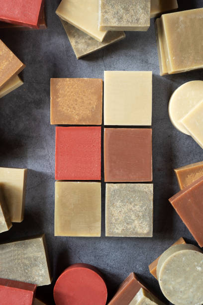 istock variety of colorful soaps texture background. 1485315645