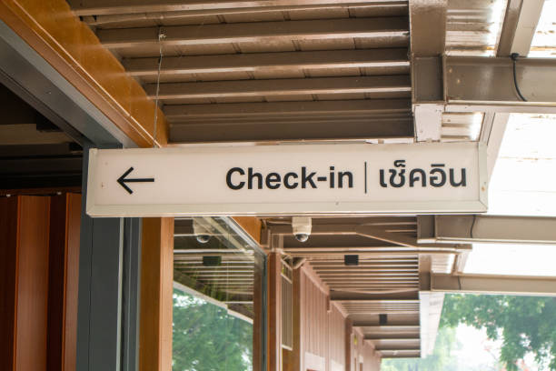 istock Check-in entrance sign 1485315740
