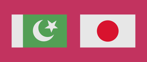 ilustrações, clipart, desenhos animados e ícones de conjunto de ícones das bandeiras paquistanesa e japonesa. vetor. - japan flag interface icons japanese flag