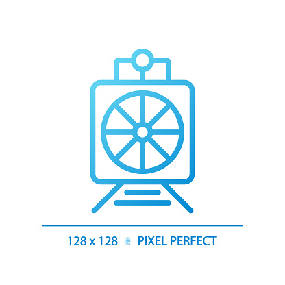 Rotary snow plow pixel perfect gradient linear vector icon. Steam train. Railroad maintenance. Heavy machine. Thin line color symbol. Modern style pictogram. Vector isolated outline drawing