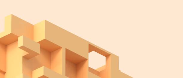 istock Business concept planning services architectural manipulation against the yellow background of modern geometric structural shapes. investments, modular, copy space, banner- 3d rendering 1485332153