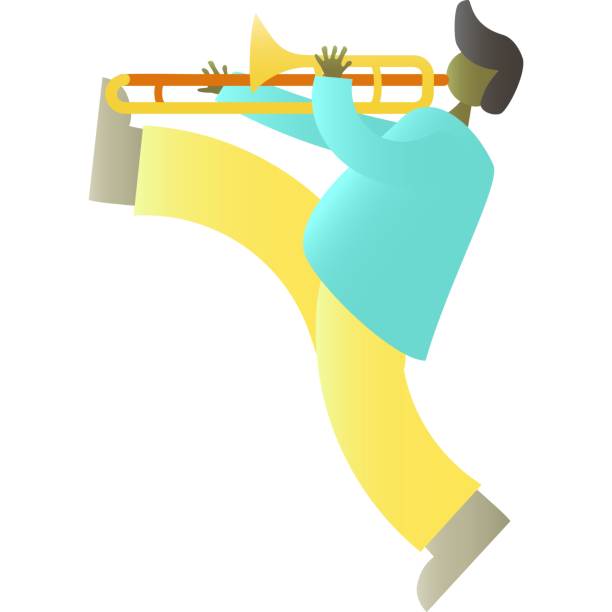 istock Jazz musician play trumpet instrument vector icon 1485332334