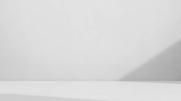 istock Shadow on Wall Background Studio Room, Gray Podium Table Product Cement Concrete Interior House Platform,Abstract Light Overlay Window on White Floor Minimal Loft Display,Empty Desk Shelf Template 1485333957