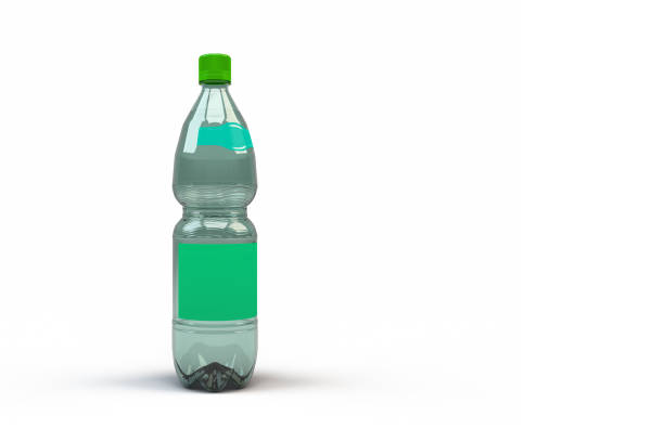Plastic water bottle with blank label template isolated on white background. 3d illustration - suitable for design element.