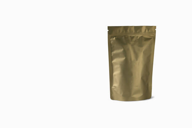 istock Blank black, white or craft doy pack mockup set, standing isolated, 3d rendering. Empty stand-up pouch mock up, side view. Clear flexible pack with zip for tea or coffee template. 1485336641