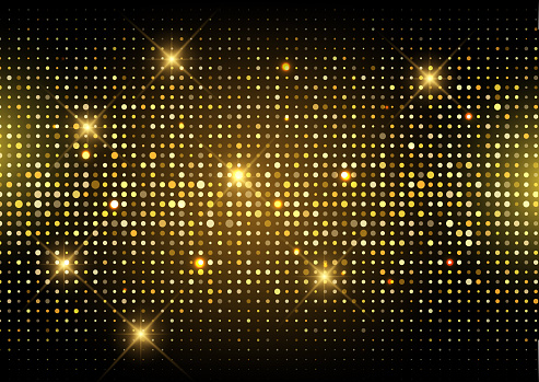 Glittery gold disco lights background