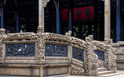 White marble railings in ancient Chinese traditional architecture