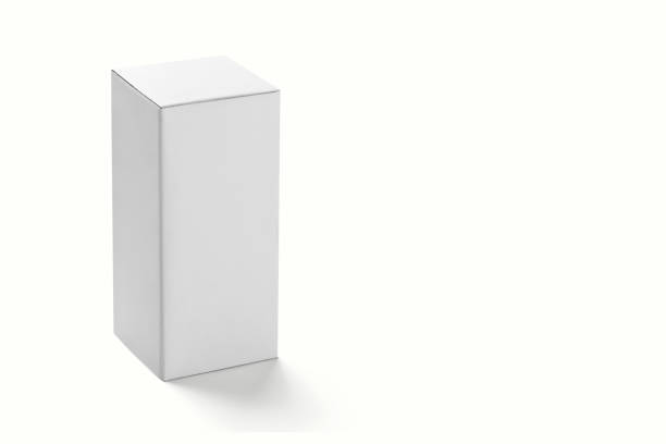 istock Photorealistic Flat Square Cardboard Package Box Mockup on light grey background. 3D rendering. Mockup template ready for your design. 1485338615
