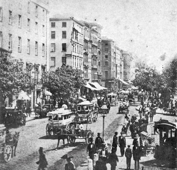 istock New York City, Broadway, north from Barnum's museum, 1860 1485338618