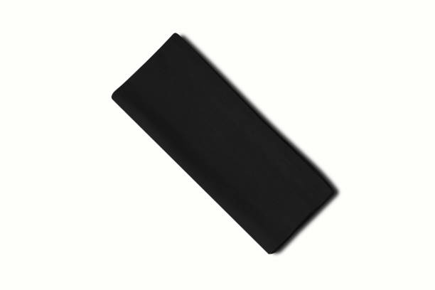istock Folded black cotton napkin isolated on white background 1485338647