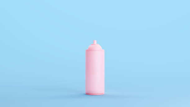 istock Pink Spray Can Aerosol Paint Spray Paint Pressurized Container Valve Button Simple Kitsch Blue Background 1485338659