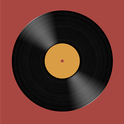 Retro Vintage Vinyl Record with color label on Colorful Square