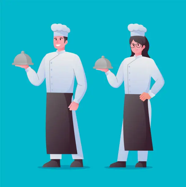 Vector illustration of professional chef in uniform vector illustration