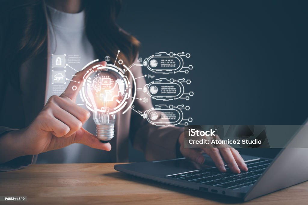 Woman Using Technology Simple Woman Using Technology Smart Robot Ai Artificial Intelligence By Enter ...