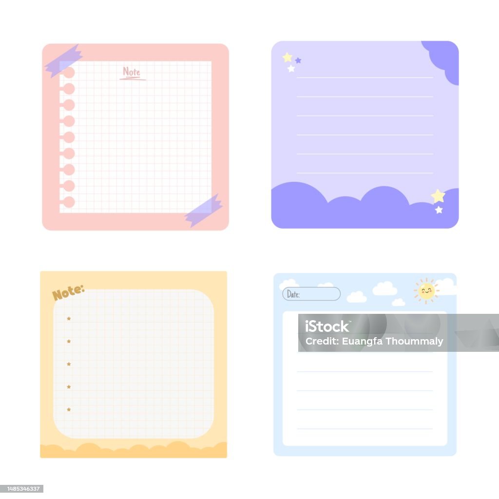 Cute Note Board Cute Scrapbook Notes And Cards Set Cute Hand Drawn Notebook Label Memo ...