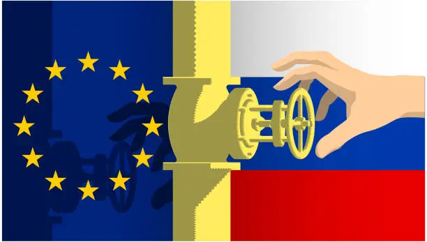 Vector illustration of Current issues of economic and energy relations between Russia and the European Union. The Energy Relationship Between Russia and the European Union