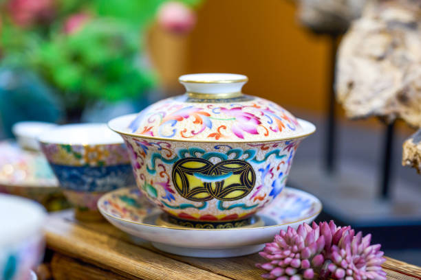 istock Chinese style painted teapots, cups and various tea sets 1485349703