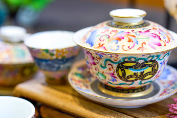 istock Chinese style painted teapots, cups and various tea sets 1485350227