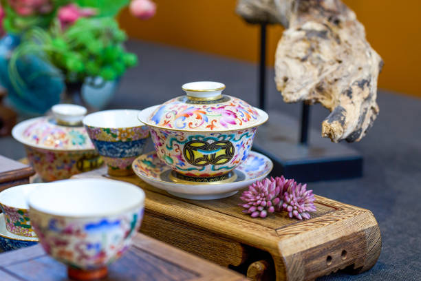 istock Chinese style painted teapots, cups and various tea sets 1485350234