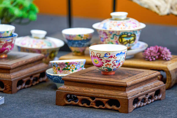 istock Chinese style painted teapots, cups and various tea sets 1485350251