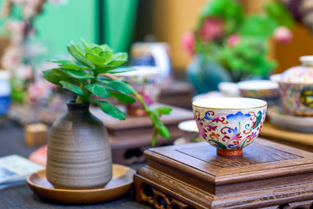 istock Chinese style painted teapots, cups and various tea sets 1485350347